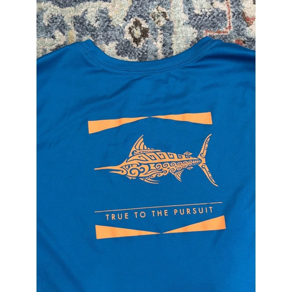 Columbia T-Shirt Boys XL 18/20 Blue PFG Performance Short Sleeve EUC